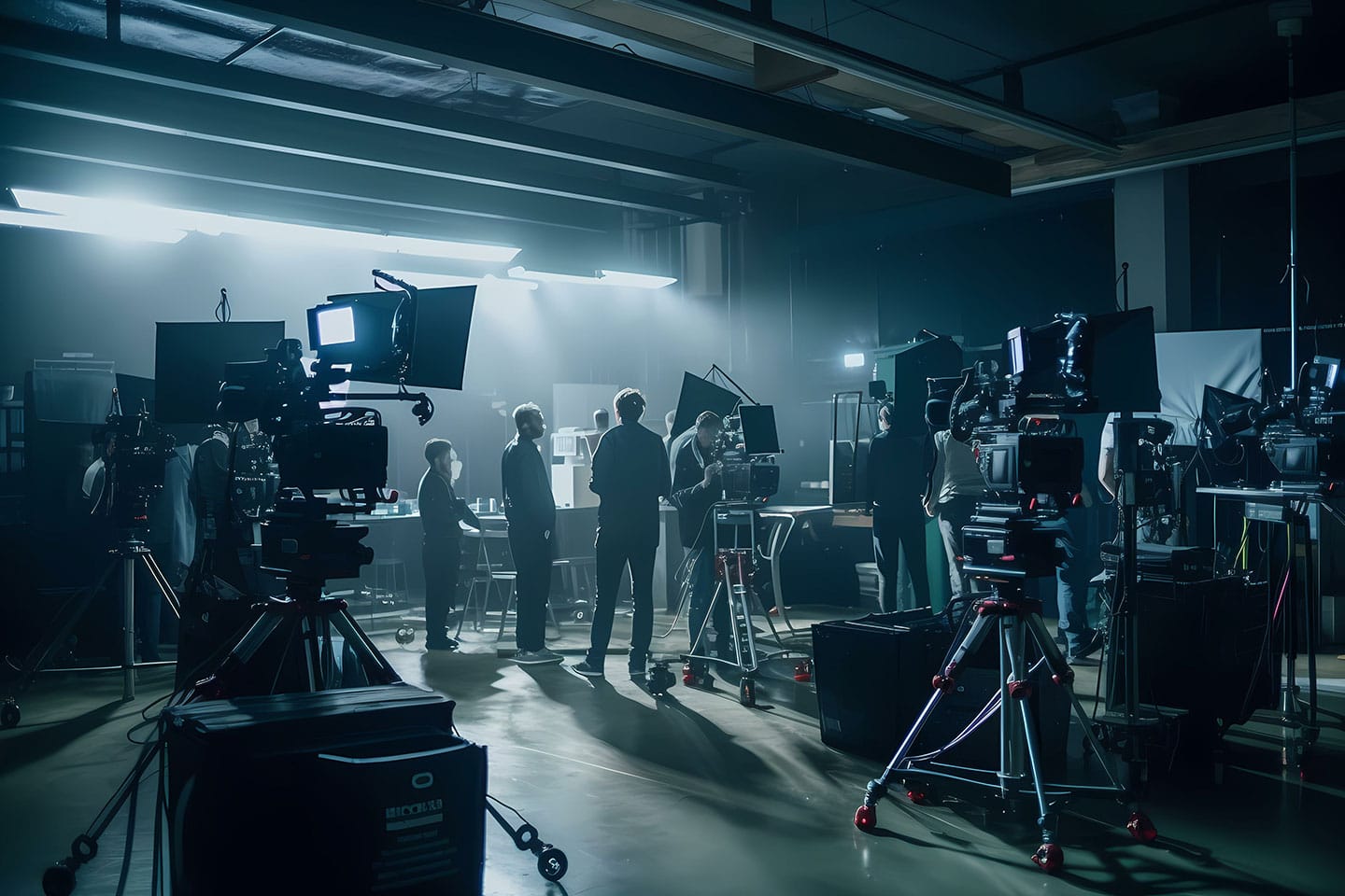 Production crew on set
